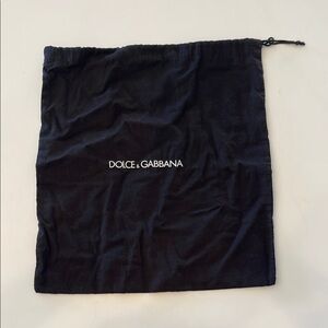 Dolce Gabbana Black Dust BagDrawstring Shoes Purse Travel Storage 12" x 11" NEW